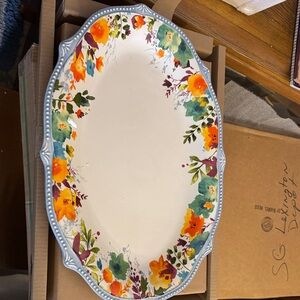 Pioneer Woman Willow 21inch Floral Oval Platter with Vibrant Design NWT